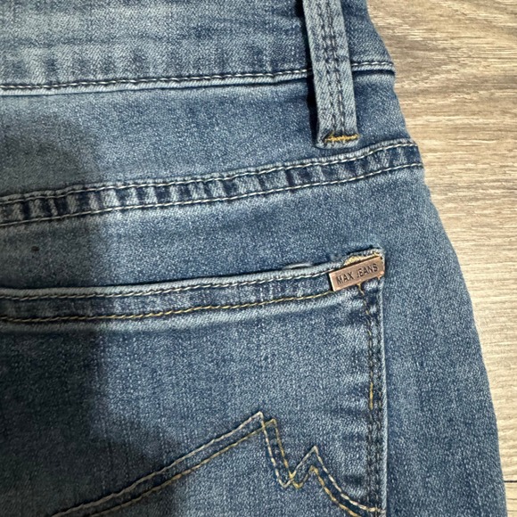 Max Jeans Low Rise Size 6 Medium Wash Frayed Hem Crop Flare Denim 28x24 Blue Y2K - Picture 6 of 10